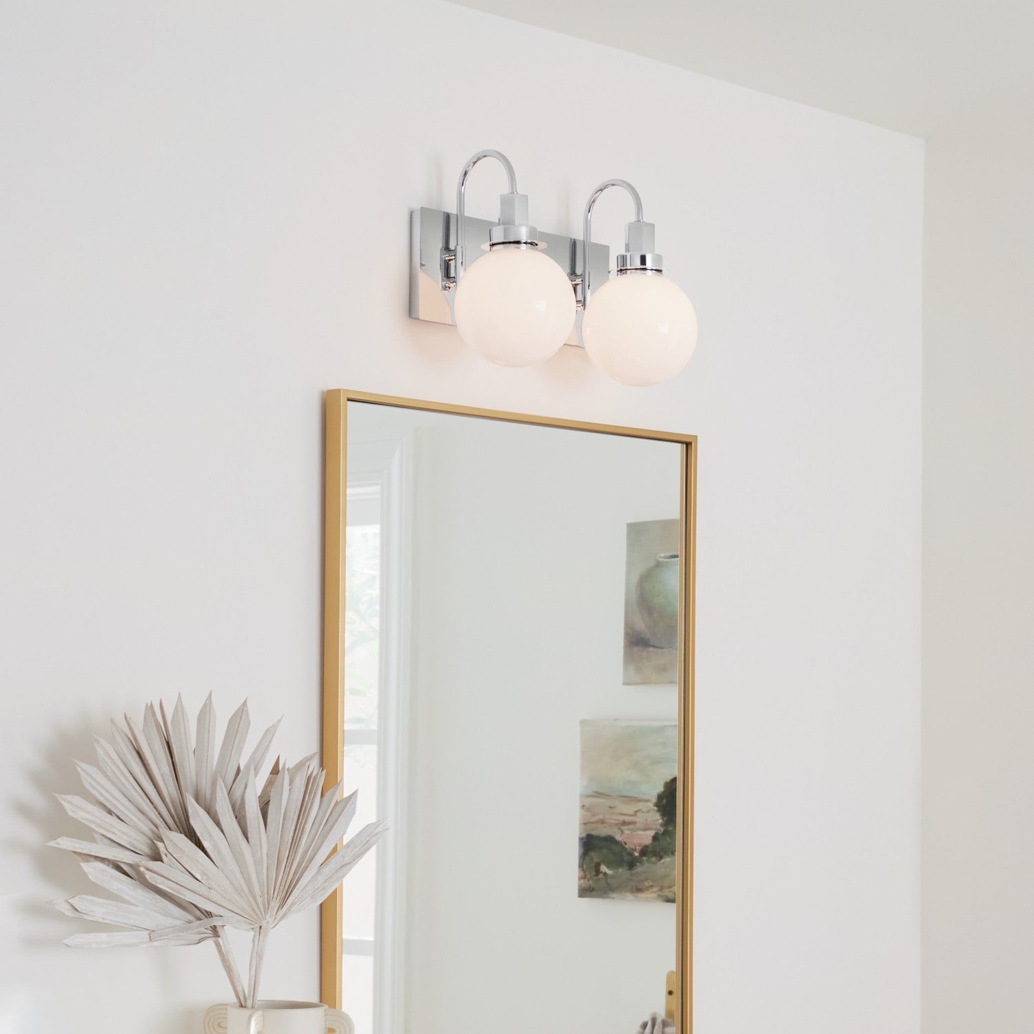 KICHLER 55150CH Hex 14.25 Inch 2 Light Vanity With Opal Glass In Chrome