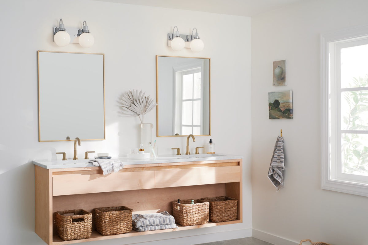 KICHLER 55150CH Hex 14.25 Inch 2 Light Vanity With Opal Glass In Chrome