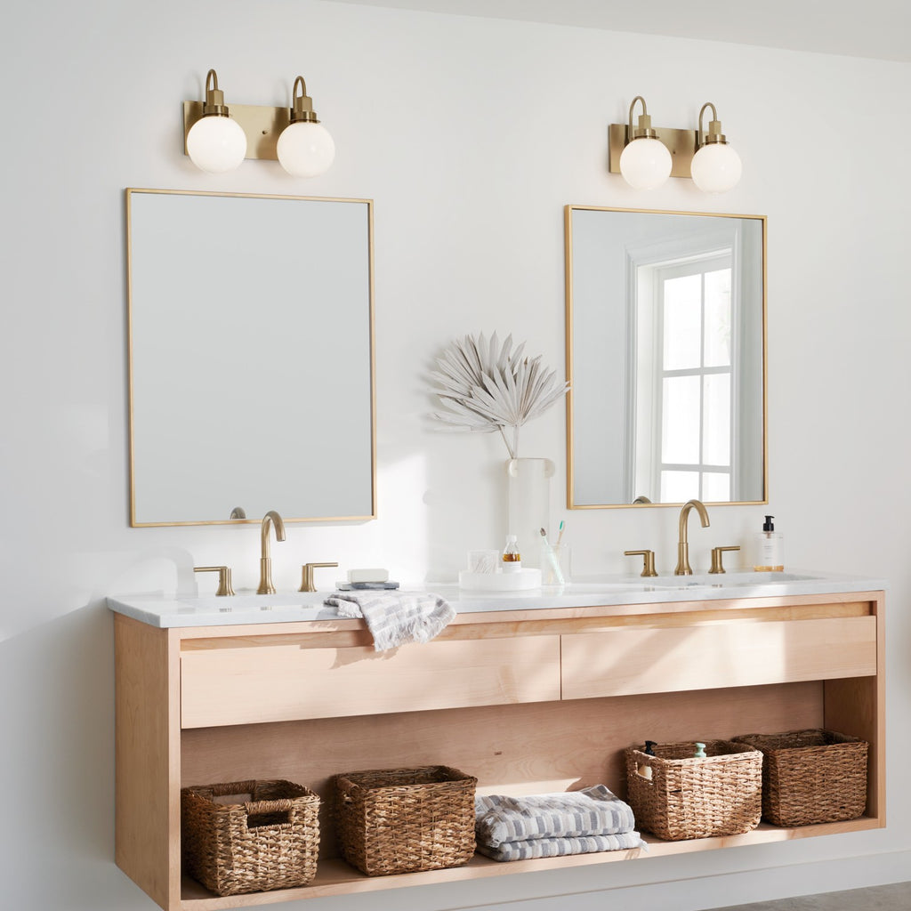 KICHLER 55150CPZ Hex 14.25 Inch 2 Light Vanity With Opal Glass In Champagne Bronze