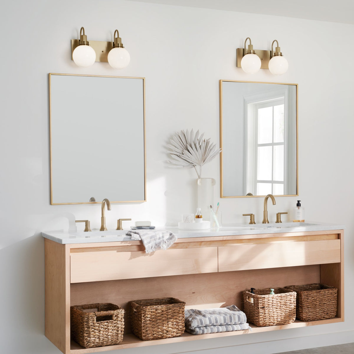 KICHLER 55150CPZ Hex 14.25 Inch 2 Light Vanity With Opal Glass In Champagne Bronze