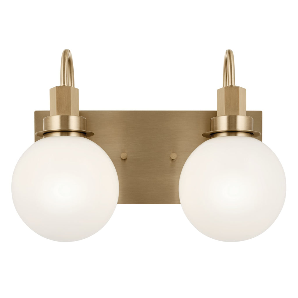 KICHLER 55150CPZ Hex 14.25 Inch 2 Light Vanity With Opal Glass In Champagne Bronze
