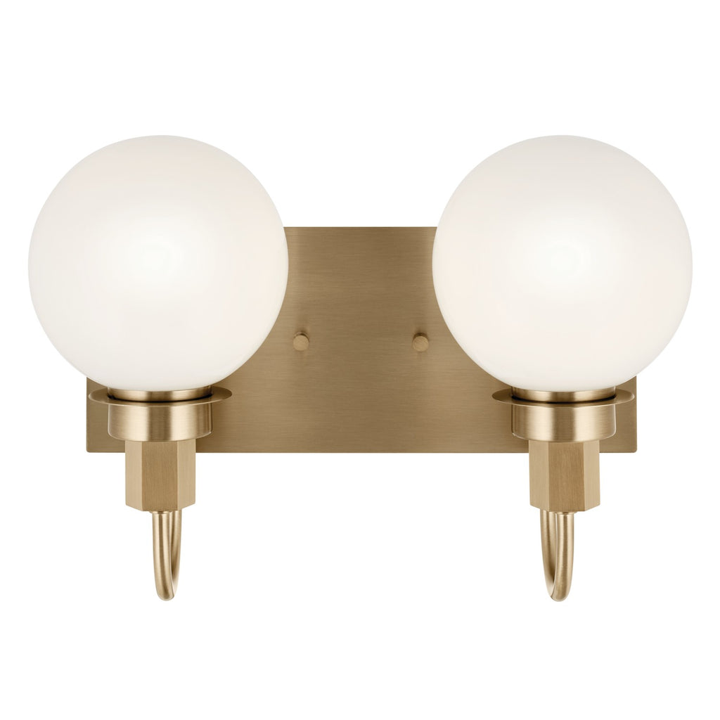 KICHLER 55150CPZ Hex 14.25 Inch 2 Light Vanity With Opal Glass In Champagne Bronze
