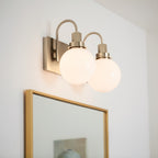 KICHLER 55150CPZ Hex 14.25 Inch 2 Light Vanity With Opal Glass In Champagne Bronze
