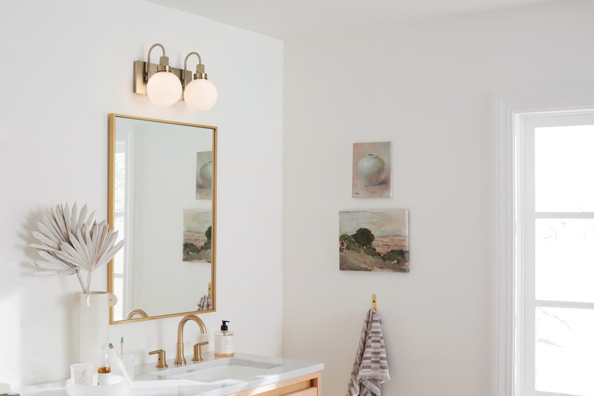 KICHLER 55150CPZ Hex 14.25 Inch 2 Light Vanity With Opal Glass In Champagne Bronze