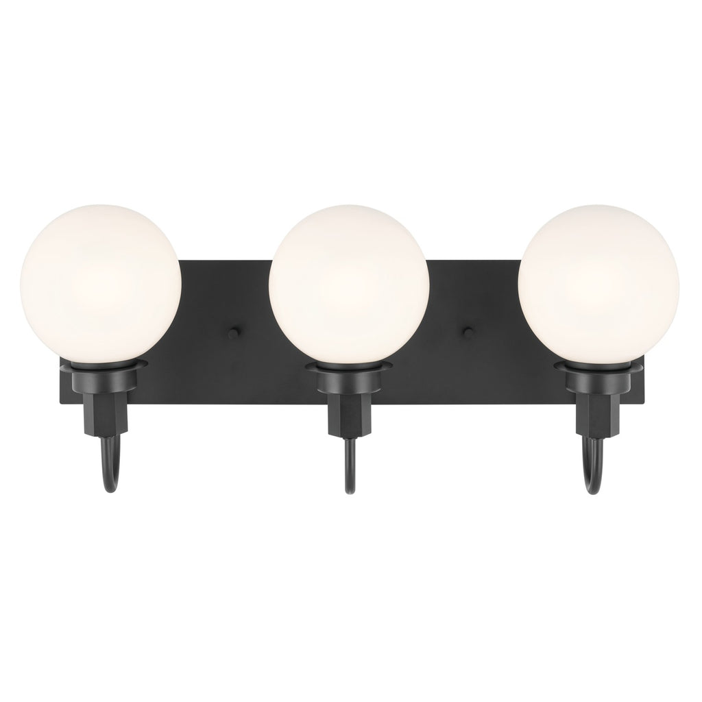 KICHLER 55151BK Hex 22.75 Inch 3 Light Vanity With Opal Glass In Black