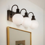 KICHLER 55151BK Hex 22.75 Inch 3 Light Vanity With Opal Glass In Black