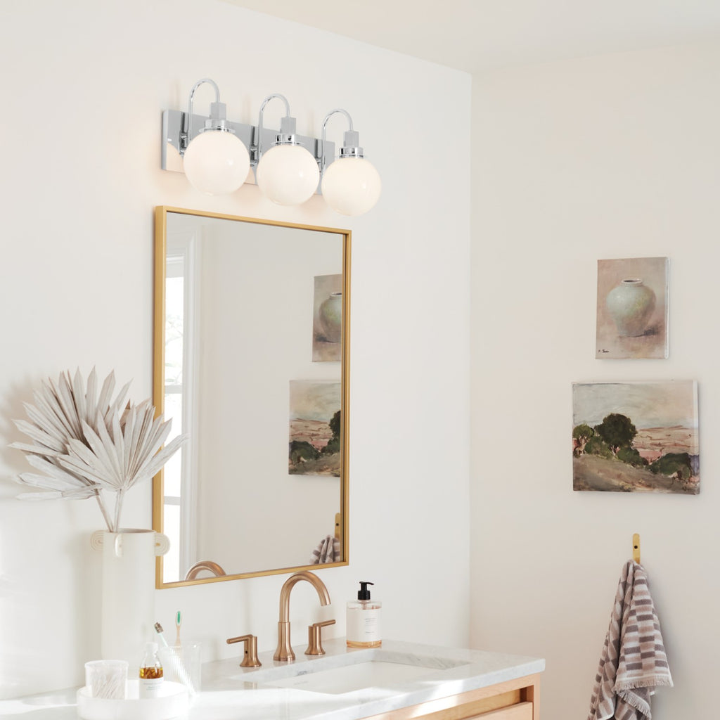 KICHLER 55151CH Hex 22.75 Inch 3 Light Vanity With Opal Glass In Chrome