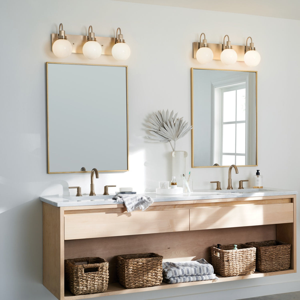 KICHLER 55151CPZ Hex 22.75 Inch 3 Light Vanity With Opal Glass In Champagne Bronze