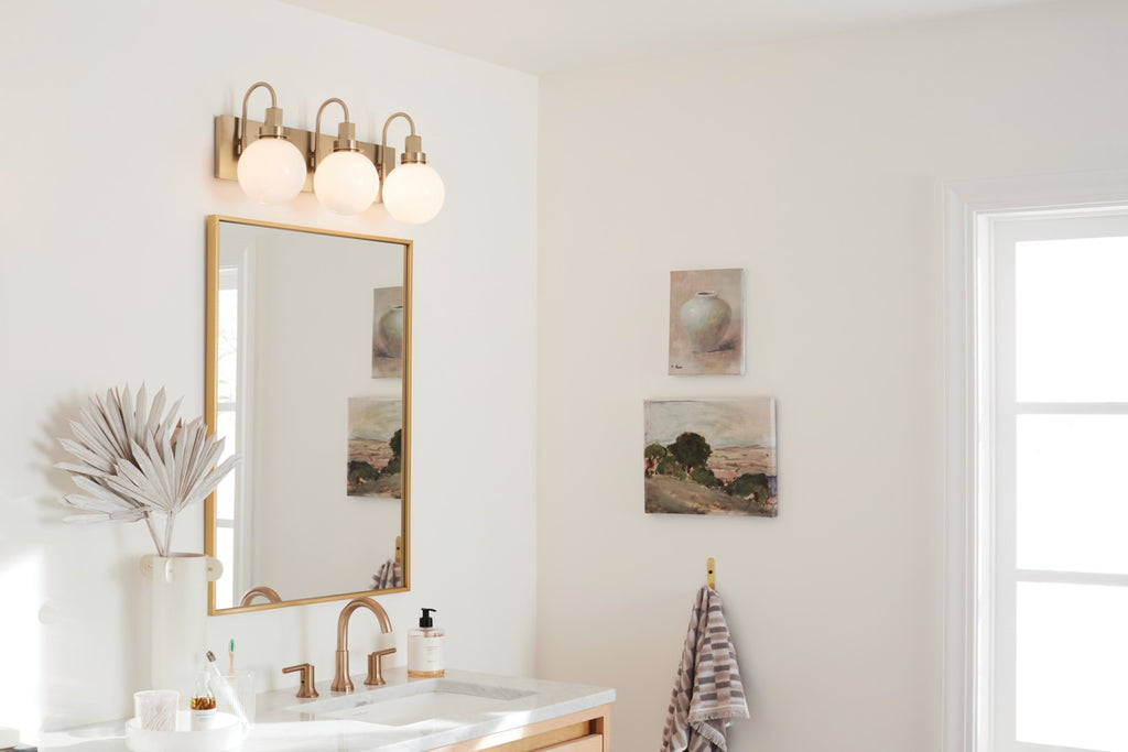 KICHLER 55151CPZ Hex 22.75 Inch 3 Light Vanity With Opal Glass In Champagne Bronze
