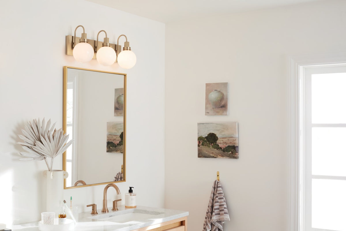 KICHLER 55151CPZ Hex 22.75 Inch 3 Light Vanity With Opal Glass In Champagne Bronze