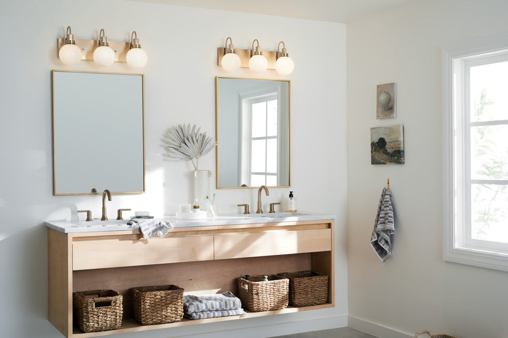 KICHLER 55151CPZ Hex 22.75 Inch 3 Light Vanity With Opal Glass In Champagne Bronze