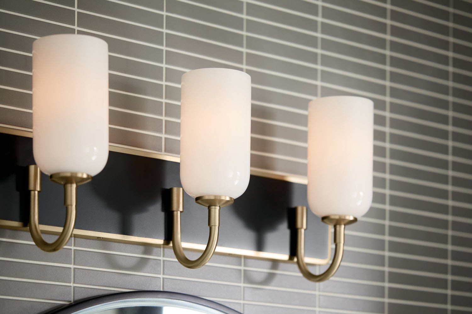 KICHLER 55163CPZ Solia 24 Inch 3 Light Vanity With Opal Glass In Champagne Bronze With Black