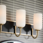 KICHLER 55163CPZ Solia 24 Inch 3 Light Vanity With Opal Glass In Champagne Bronze With Black