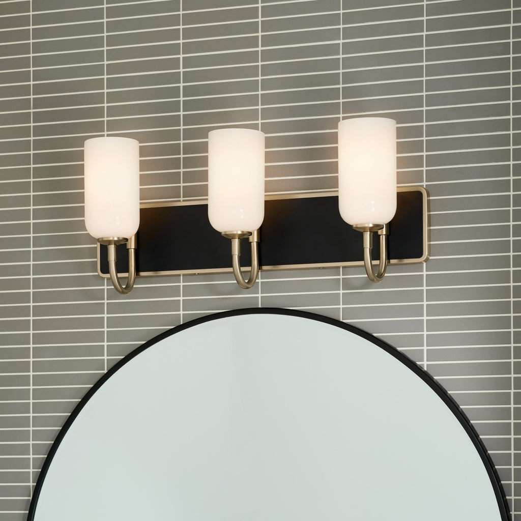 KICHLER 55163CPZ Solia 24 Inch 3 Light Vanity With Opal Glass In Champagne Bronze With Black