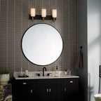 KICHLER 55163CPZ Solia 24 Inch 3 Light Vanity With Opal Glass In Champagne Bronze With Black