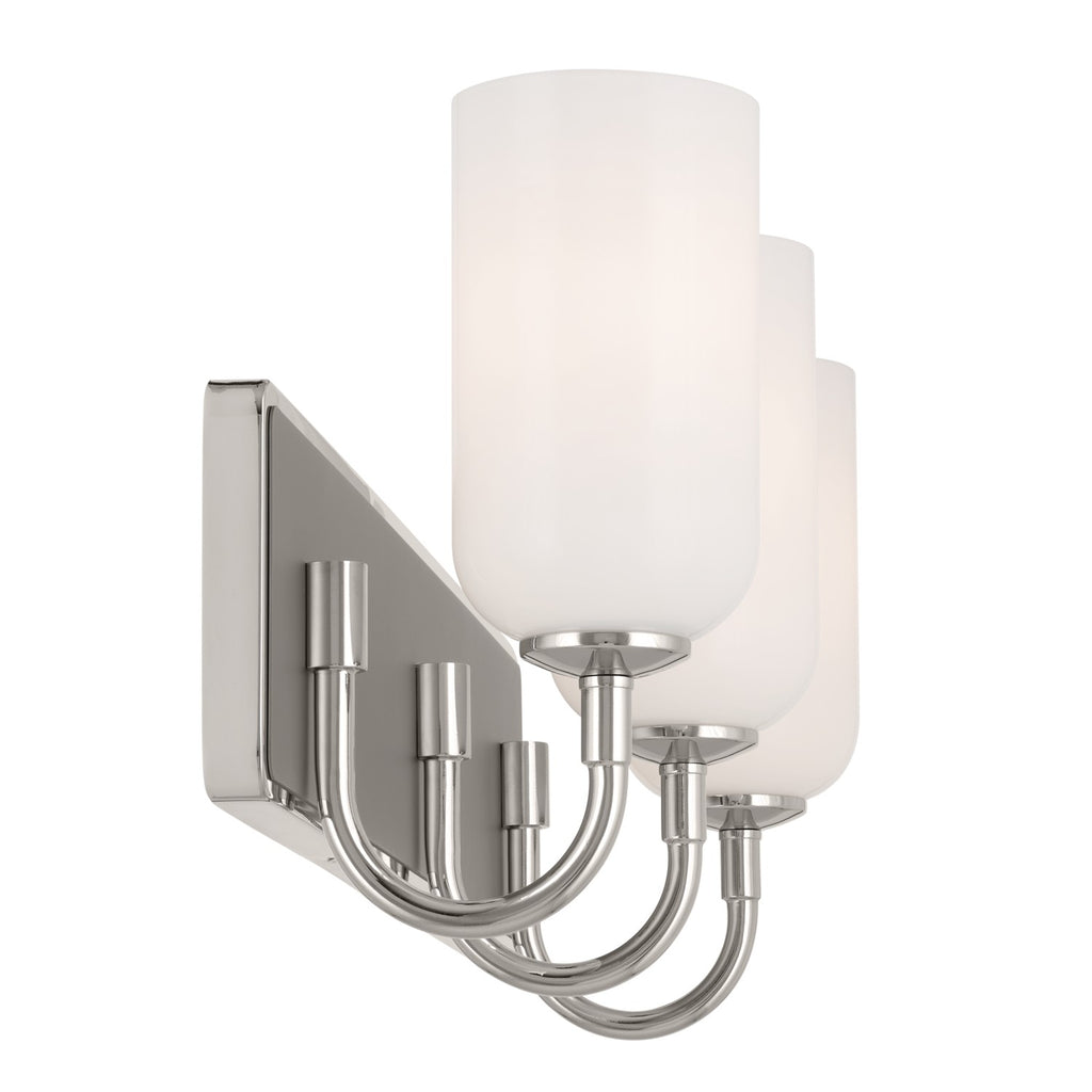 KICHLER 55163PN Solia 24 Inch 3 Light Vanity With Opal Glass In Polished Nickel With Stain Nickel