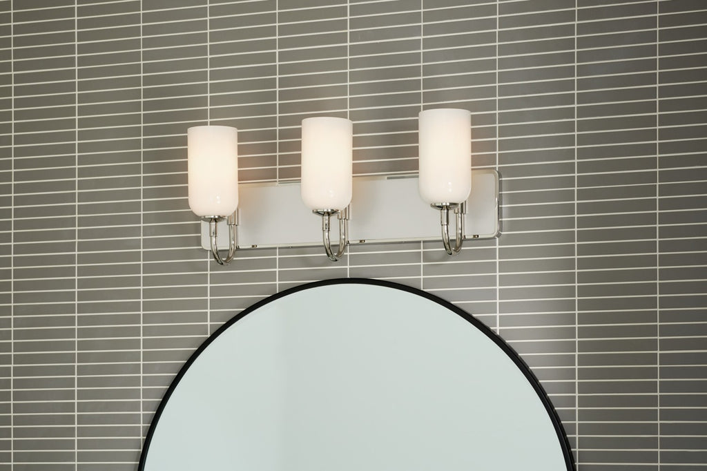 KICHLER 55163PN Solia 24 Inch 3 Light Vanity With Opal Glass In Polished Nickel With Stain Nickel