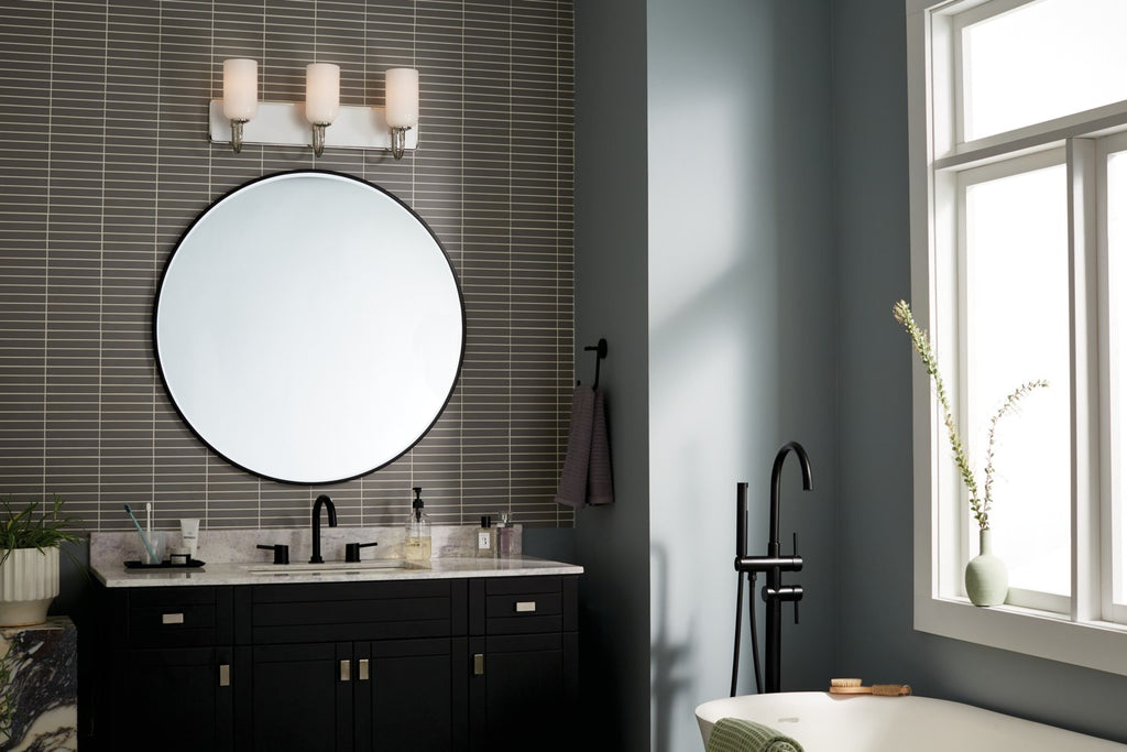 KICHLER 55163PN Solia 24 Inch 3 Light Vanity With Opal Glass In Polished Nickel With Stain Nickel
