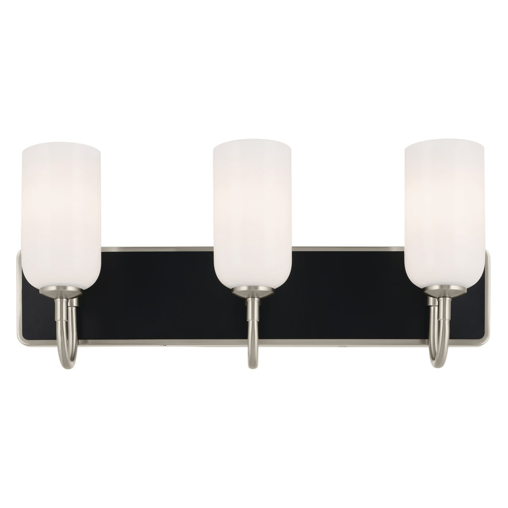 KICHLER 55163NI Solia 24 Inch 3 Light Vanity With Opal Glass In Brushed Nickel With Black