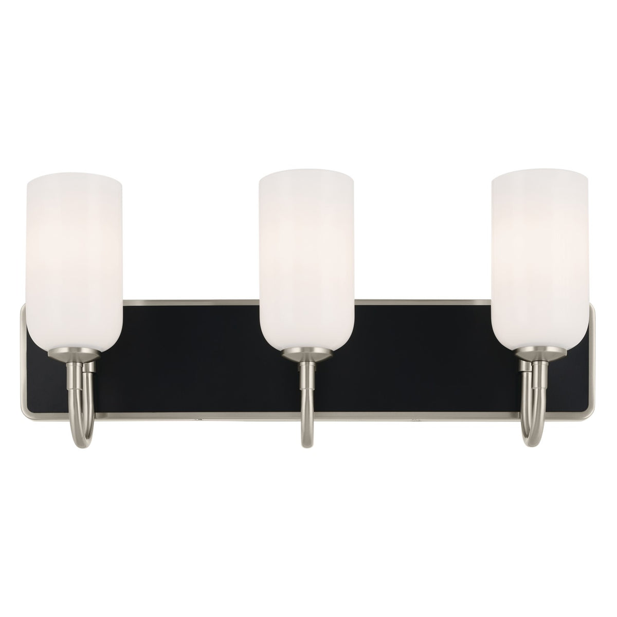 KICHLER 55163NI Solia 24 Inch 3 Light Vanity With Opal Glass In Brushed Nickel With Black