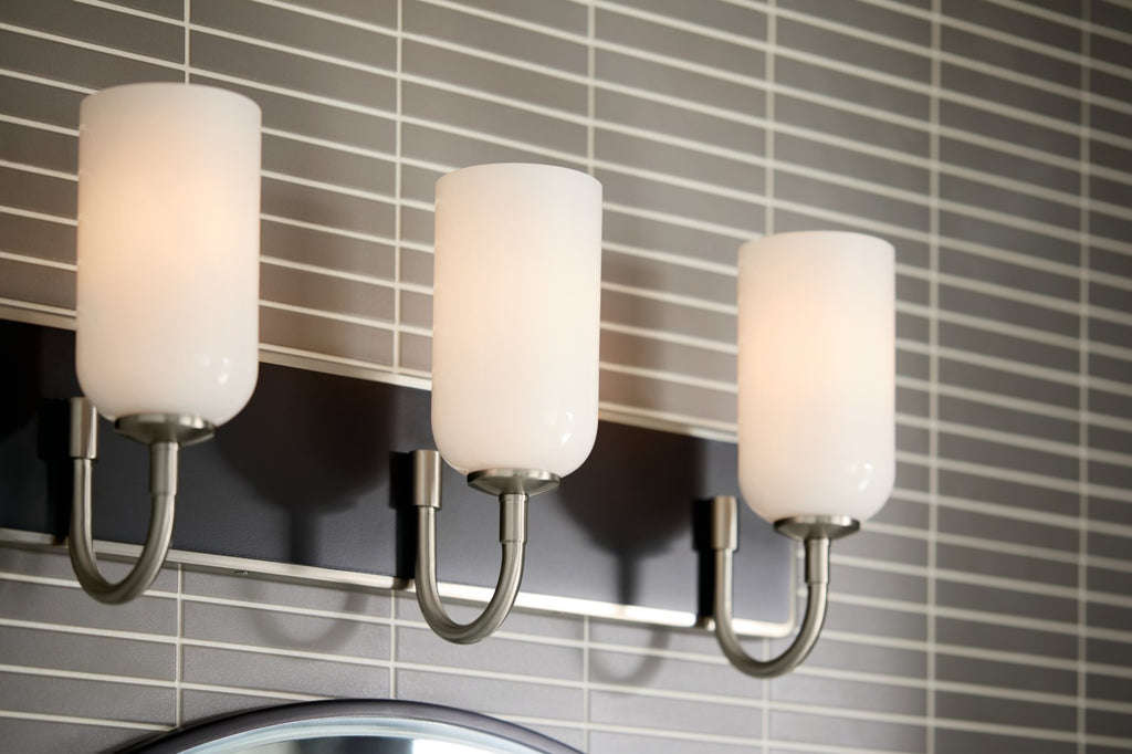 KICHLER 55163NI Solia 24 Inch 3 Light Vanity With Opal Glass In Brushed Nickel With Black