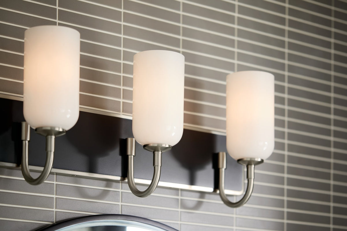 KICHLER 55163NI Solia 24 Inch 3 Light Vanity With Opal Glass In Brushed Nickel With Black