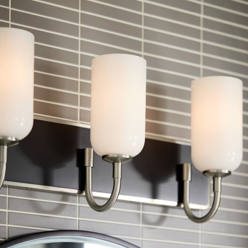 KICHLER 55163NI Solia 24 Inch 3 Light Vanity With Opal Glass In Brushed Nickel With Black