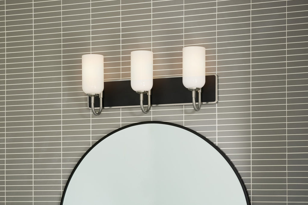 KICHLER 55163NI Solia 24 Inch 3 Light Vanity With Opal Glass In Brushed Nickel With Black