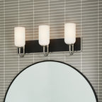 KICHLER 55163NI Solia 24 Inch 3 Light Vanity With Opal Glass In Brushed Nickel With Black