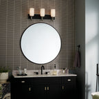 KICHLER 55163NI Solia 24 Inch 3 Light Vanity With Opal Glass In Brushed Nickel With Black
