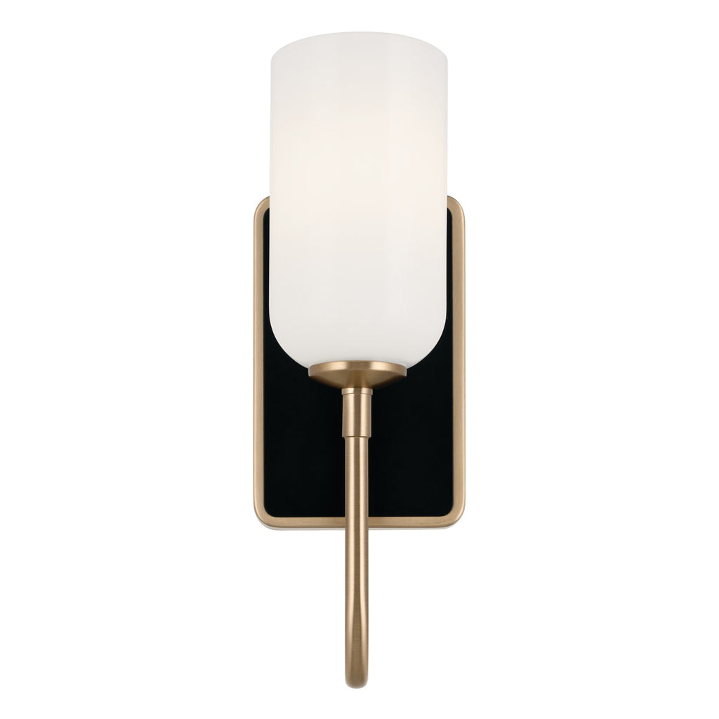 KICHLER 55161CPZ Solia 13.5 Inch 1 Light Wall Sconce With Opal Glass In Champagne Bronze With Black