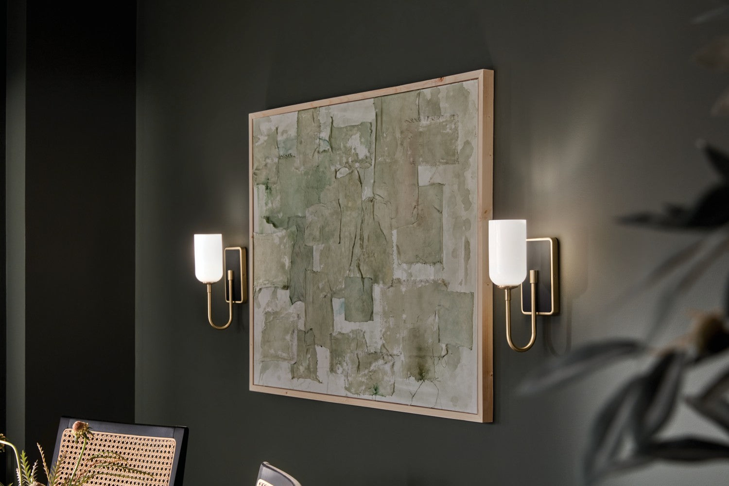 KICHLER 55161CPZ Solia 13.5 Inch 1 Light Wall Sconce With Opal Glass In Champagne Bronze With Black