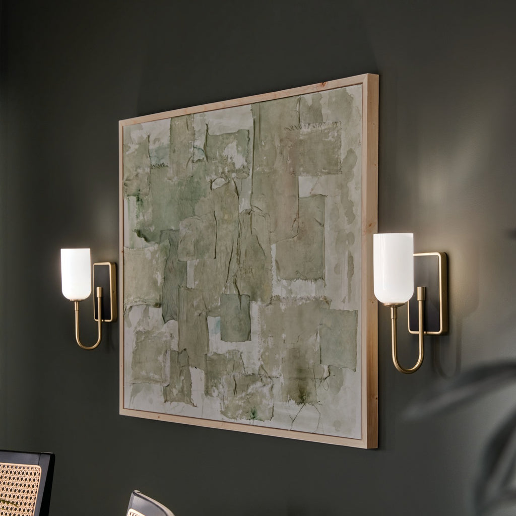 KICHLER 55161CPZ Solia 13.5 Inch 1 Light Wall Sconce With Opal Glass In Champagne Bronze With Black