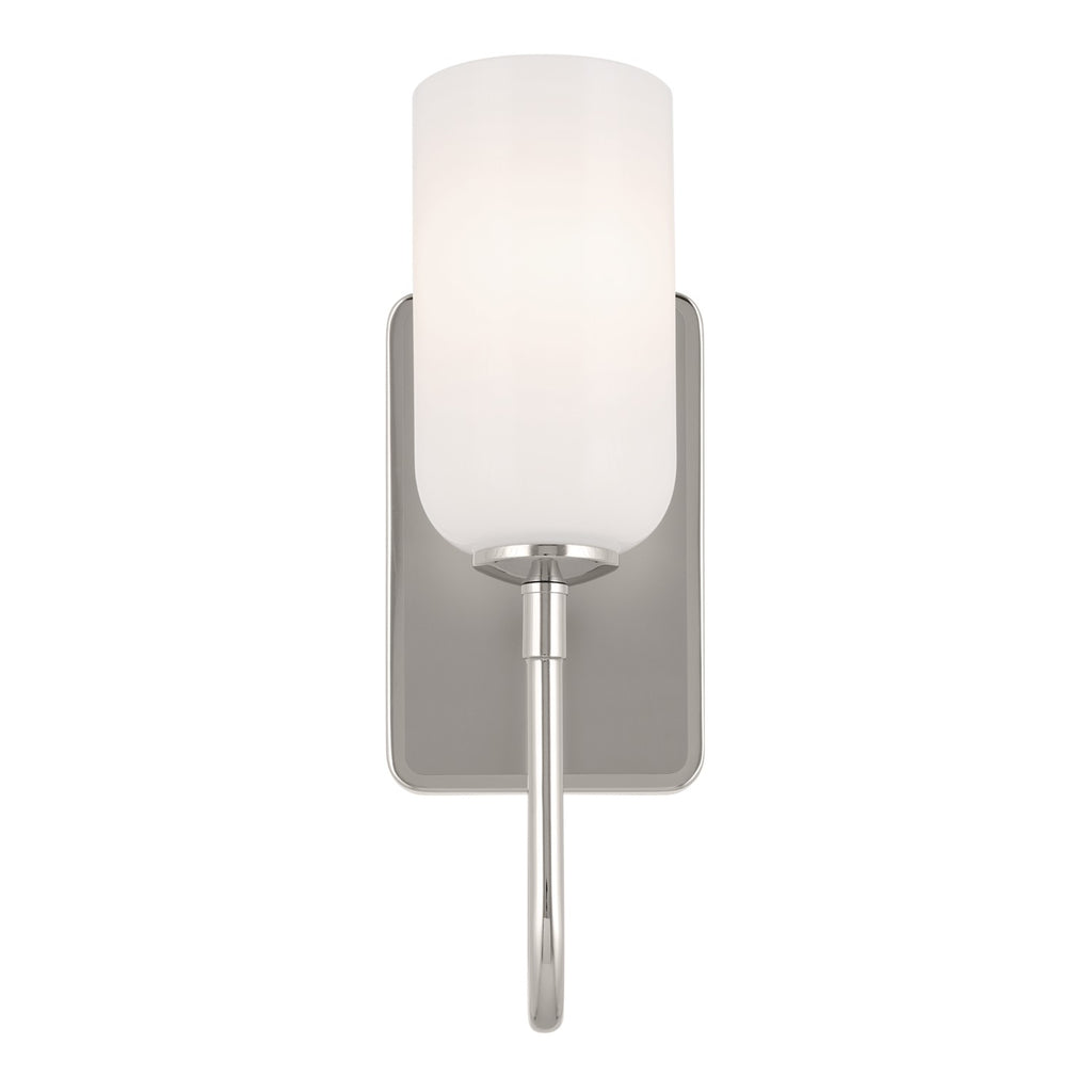 KICHLER 55161PN Solia 13.5 Inch 1 Light Wall Sconce With Opal Glass In Polished Nickel With Stain Nickel