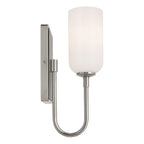 KICHLER 55161PN Solia 13.5 Inch 1 Light Wall Sconce With Opal Glass In Polished Nickel With Stain Nickel