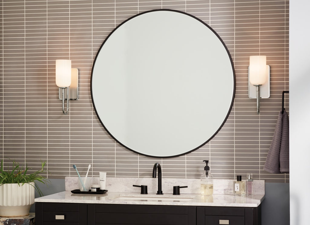KICHLER 55161PN Solia 13.5 Inch 1 Light Wall Sconce With Opal Glass In Polished Nickel With Stain Nickel