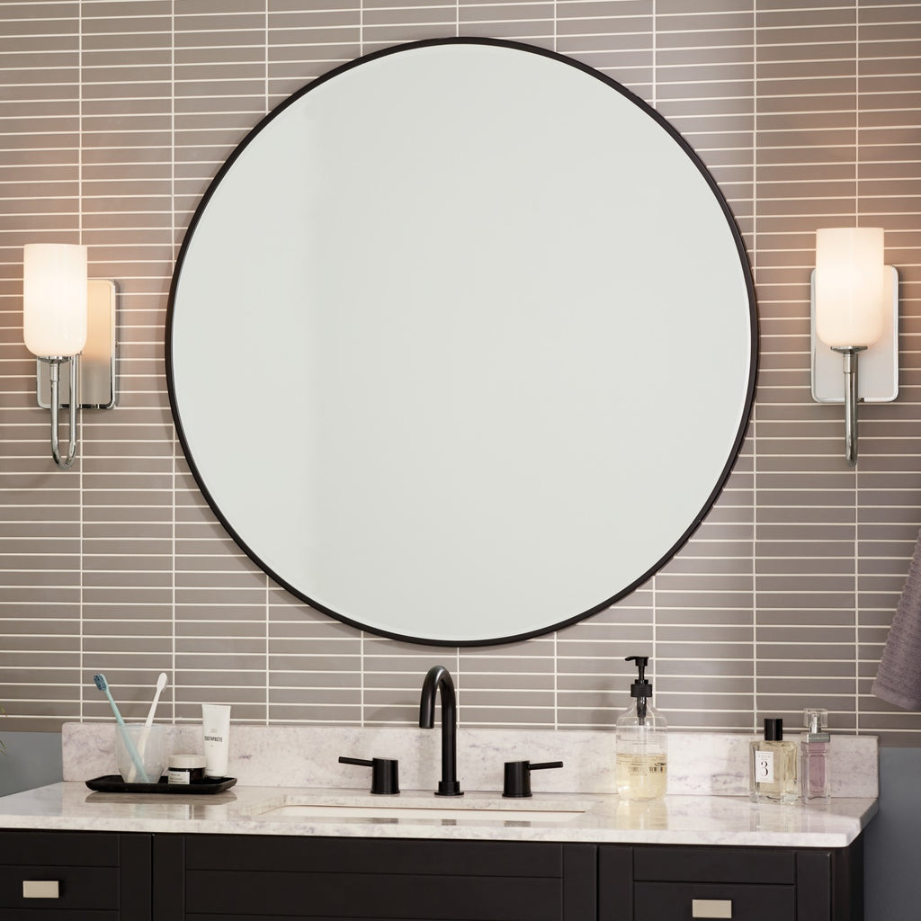 KICHLER 55161PN Solia 13.5 Inch 1 Light Wall Sconce With Opal Glass In Polished Nickel With Stain Nickel