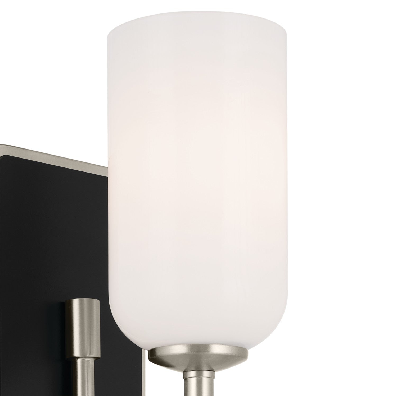 KICHLER 55161NI Solia 13.5 Inch 1 Light Wall Sconce With Opal Glass In Brushed Nickel With Black