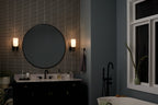 KICHLER 55161NI Solia 13.5 Inch 1 Light Wall Sconce With Opal Glass In Brushed Nickel With Black