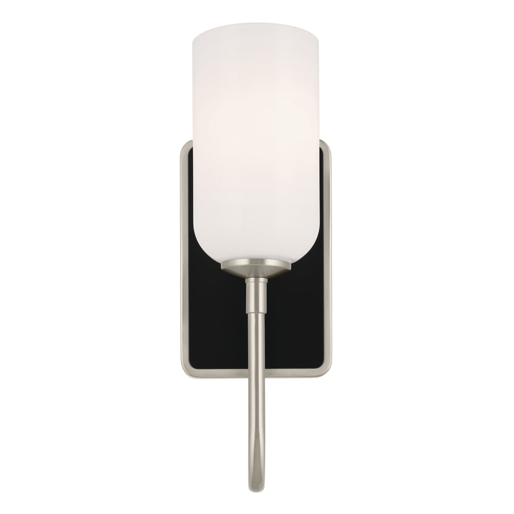 KICHLER 55161NI Solia 13.5 Inch 1 Light Wall Sconce With Opal Glass In Brushed Nickel With Black