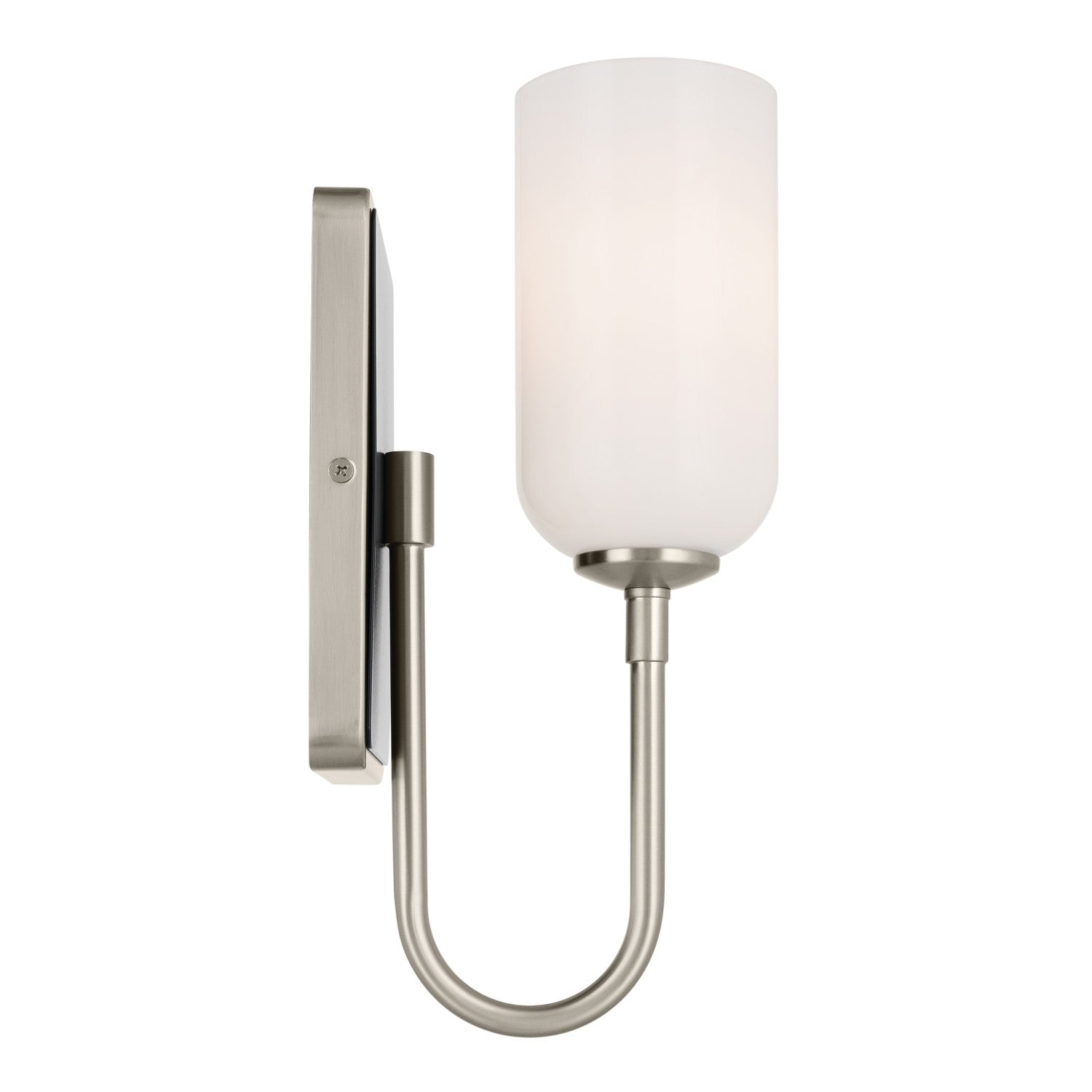 KICHLER 55161NI Solia 13.5 Inch 1 Light Wall Sconce With Opal Glass In Brushed Nickel With Black