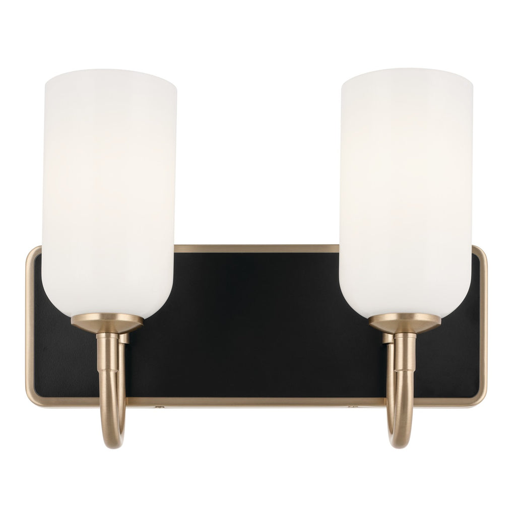 KICHLER 55162CPZ Solia 14.25 Inch 2 Light Vanity With Opal Glass In Champagne Bronze With Black
