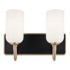 KICHLER 55162CPZ Solia 14.25 Inch 2 Light Vanity With Opal Glass In Champagne Bronze With Black