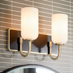 KICHLER 55162CPZ Solia 14.25 Inch 2 Light Vanity With Opal Glass In Champagne Bronze With Black
