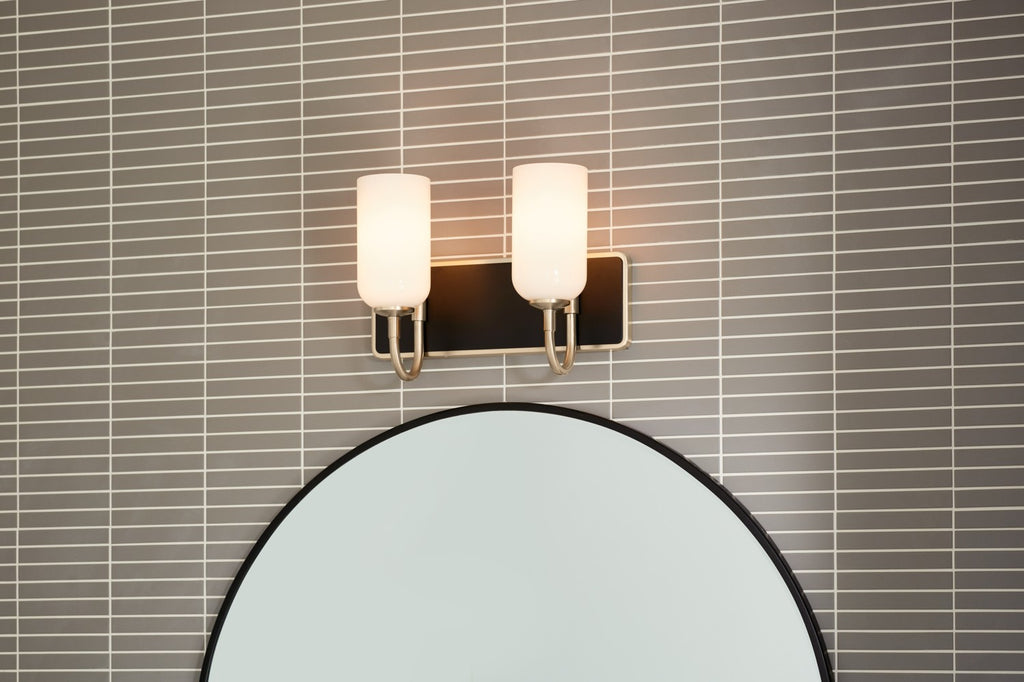 KICHLER 55162CPZ Solia 14.25 Inch 2 Light Vanity With Opal Glass In Champagne Bronze With Black