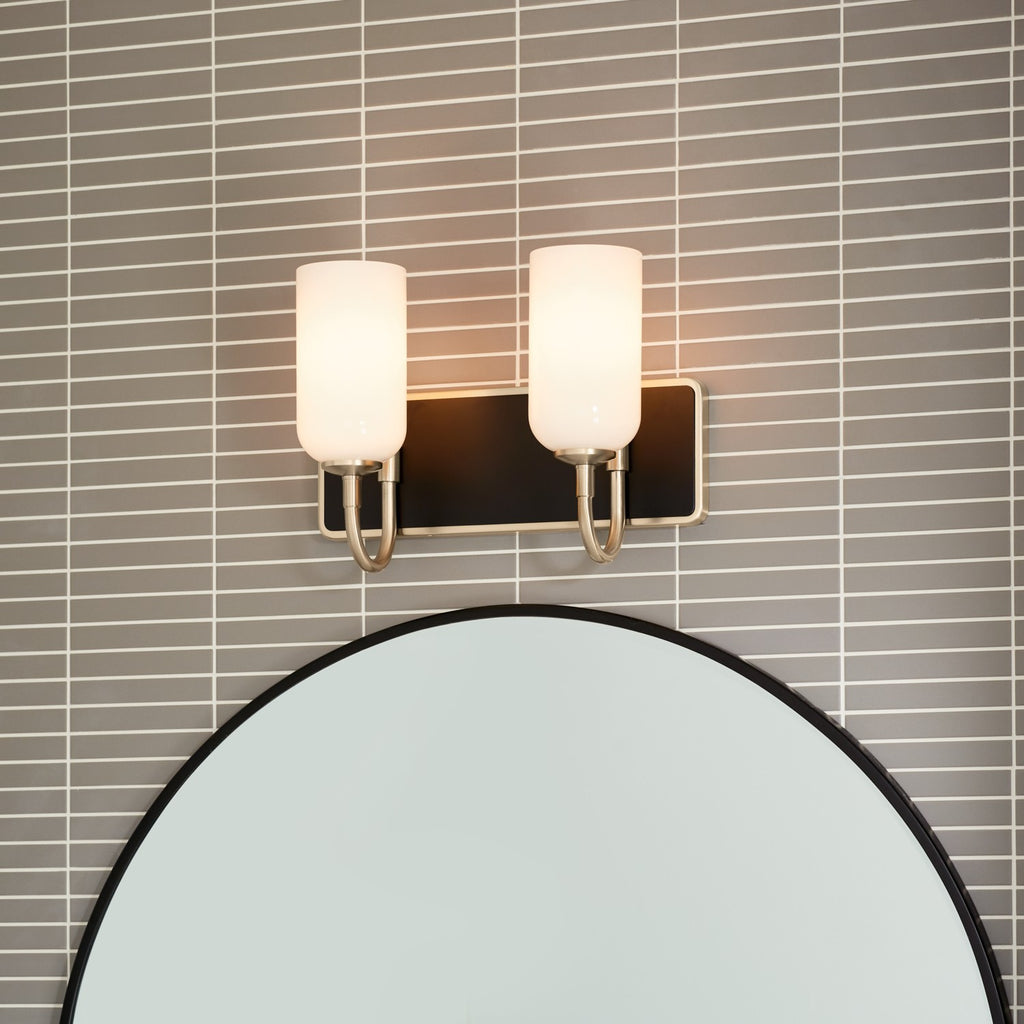 KICHLER 55162CPZ Solia 14.25 Inch 2 Light Vanity With Opal Glass In Champagne Bronze With Black