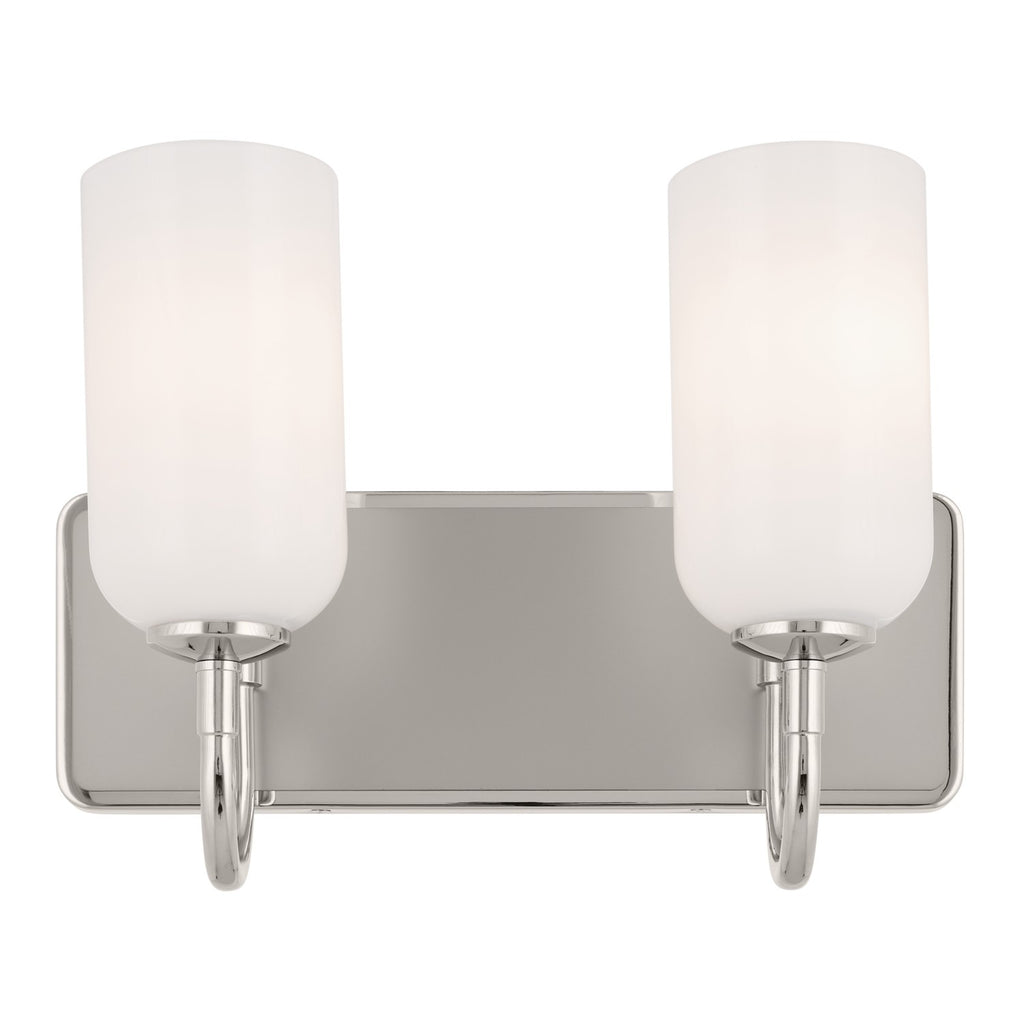 KICHLER 55162PN Solia 14.25 Inch 2 Light Vanity With Opal Glass In Polished Nickel With Stain Nickel