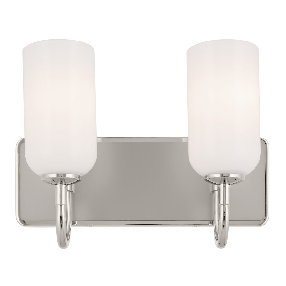 KICHLER 55162PN Solia 14.25 Inch 2 Light Vanity With Opal Glass In Polished Nickel With Stain Nickel