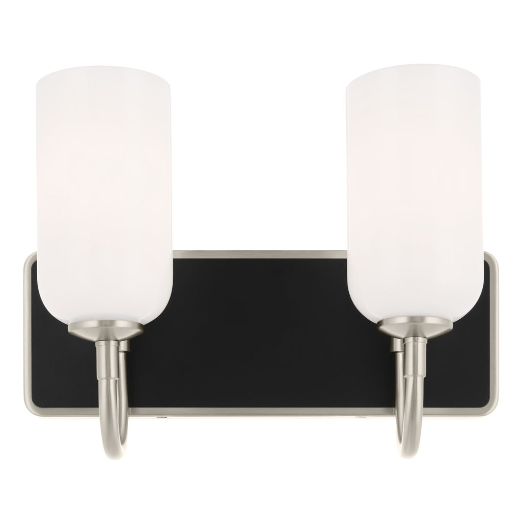 KICHLER 55162NI Solia 14.25 Inch 2 Light Vanity With Opal Glass In Brushed Nickel With Black
