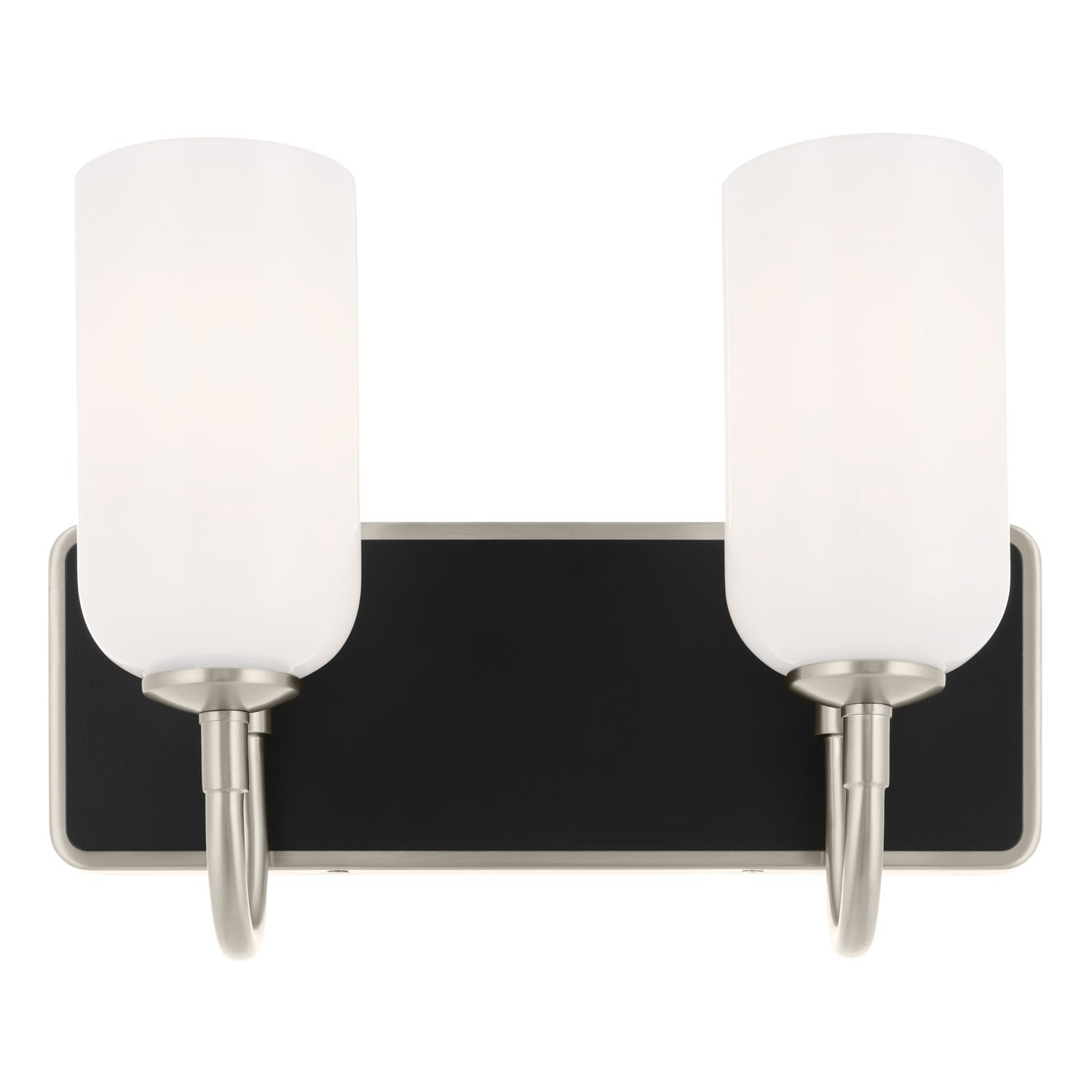 KICHLER 55162NI Solia 14.25 Inch 2 Light Vanity With Opal Glass In Brushed Nickel With Black